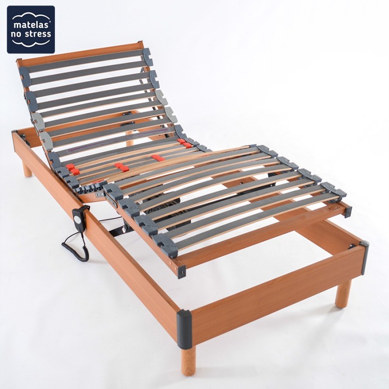 Sommier 2x80x200 Relaxation Electrique Coloris Merisier Sommier 2x80x200 Relaxation Electrique Coloris Merisier
