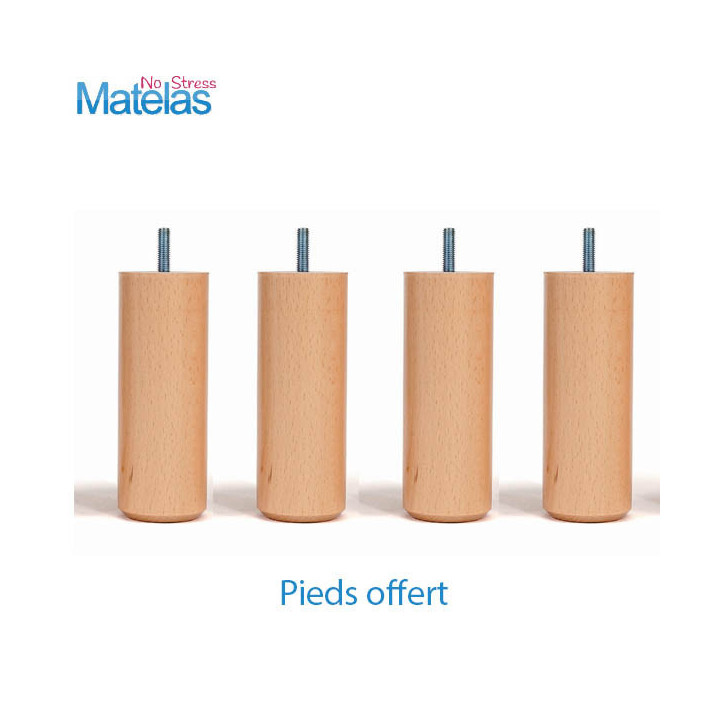 pieds pour le Sommier 90x200 à lattes Déco Hêtre
