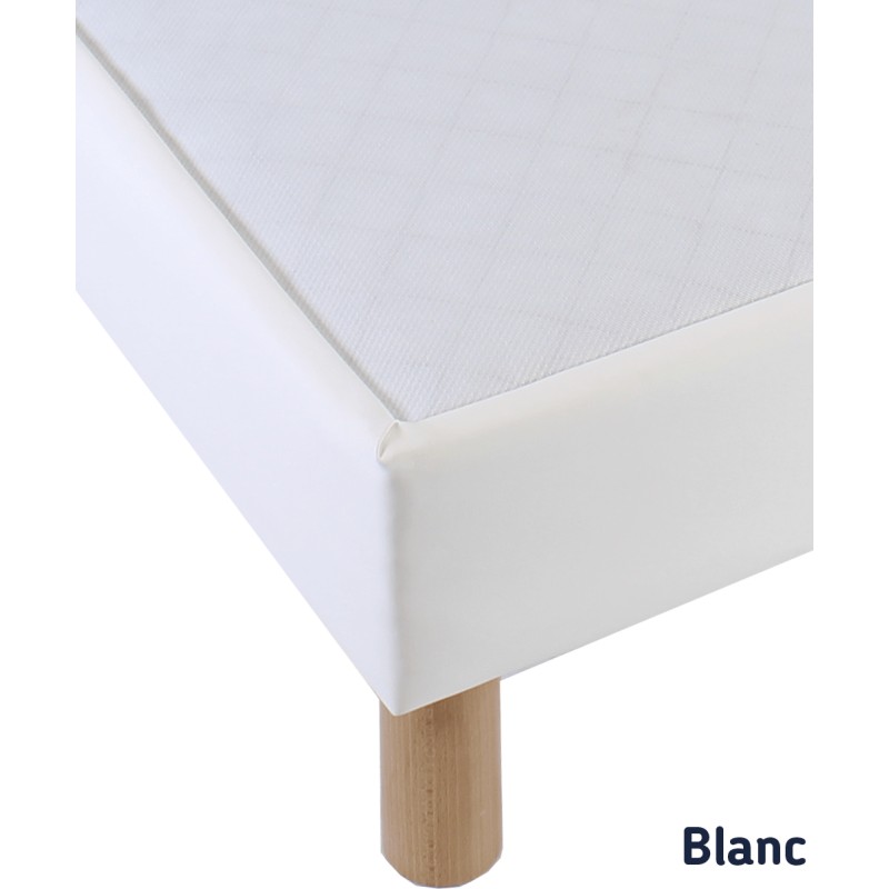 Sommier Tapissier Blanc 140x190 déhoussable housse lavable - revetement  Tissu Polyester