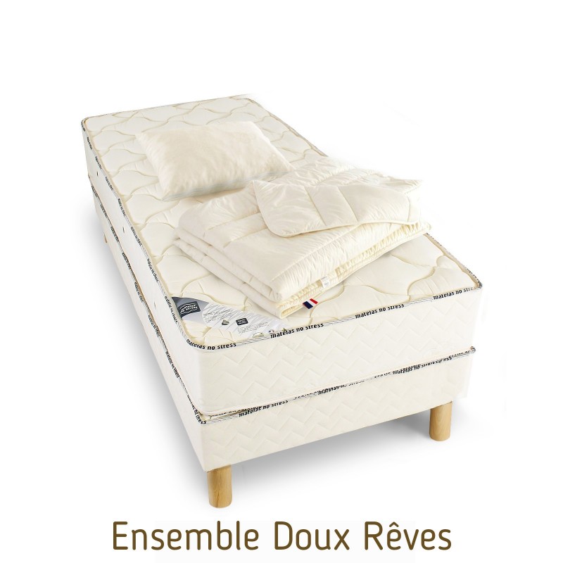 Ensemble literie 1 personne et 2 personnes, matelas latex très ferme et  sommier tapissier - Matelas No Stress