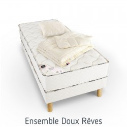 Ensemble Matelas sommier Ferme 1 personne + Couette + Oreiller