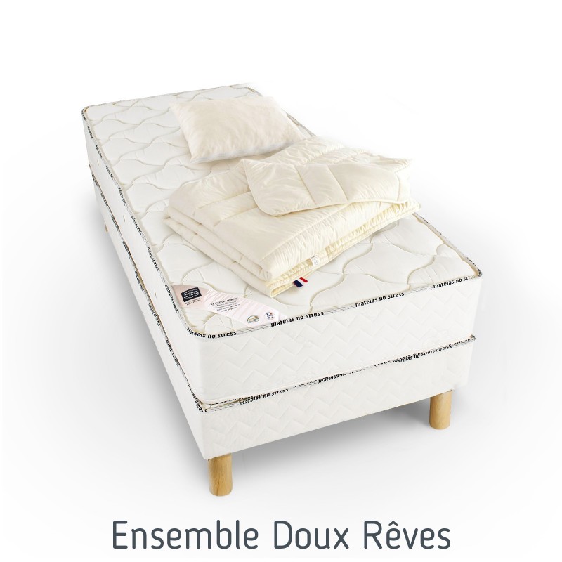 Ensemble Matelas sommier Ferme 1 personne + Couette + Oreiller Ensemble Matelas sommier Ferme 1 personne + Couette + Oreiller