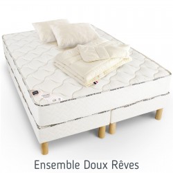 Ensemble Matelas sommier Ferme 2 personnes + Couette + Oreiller