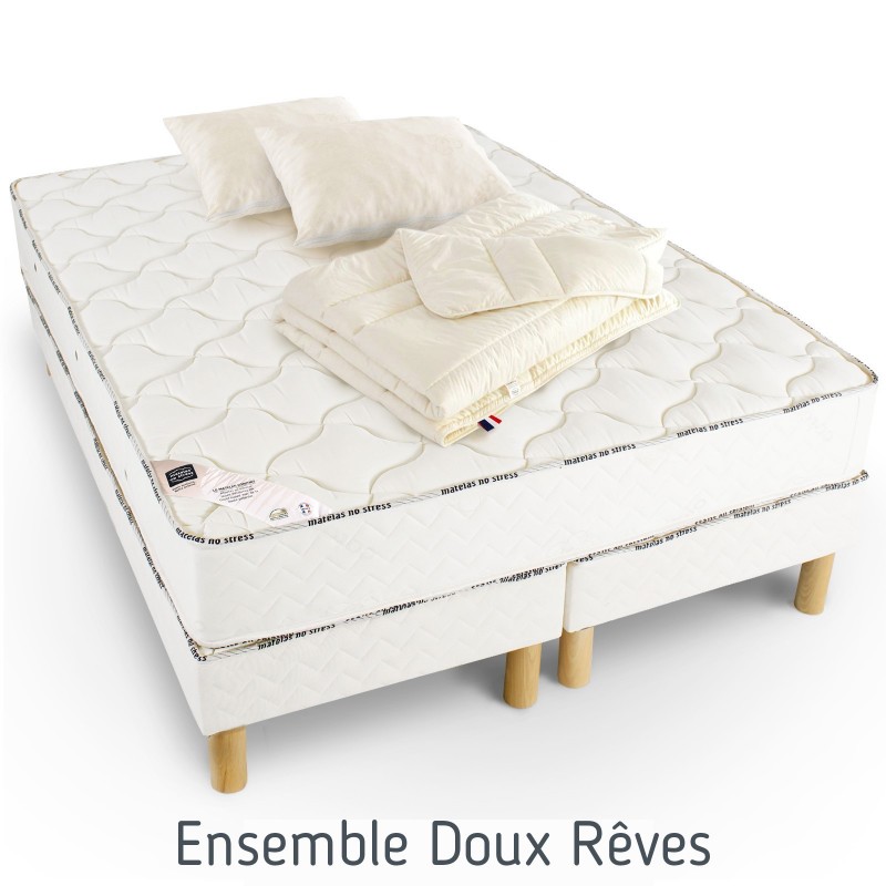 Ensemble Matelas sommier Ferme 2 personnes + Couette + Oreiller Ensemble Matelas sommier Ferme 2 personnes + Couette + Oreiller