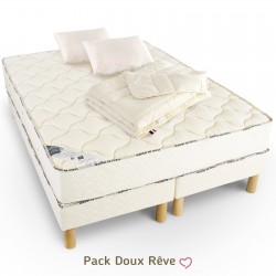 Ensemble lit 140x190 matelas latex très ferme, sommier, couette, oreiller