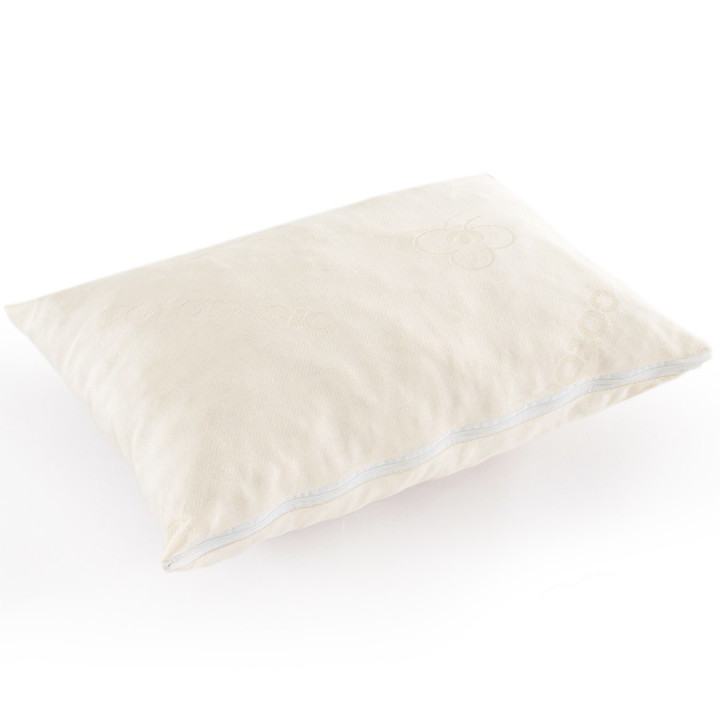 Oreiller ferme 100% naturel, Garnissage latex en flocon et coton bio certifié