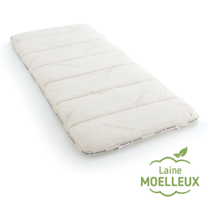 Le Surmatelas 70x190 en Laine naturelle et coton bio