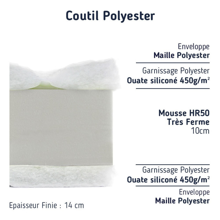 Matelas mousse 14 cm très ferme fabrication sur mesure