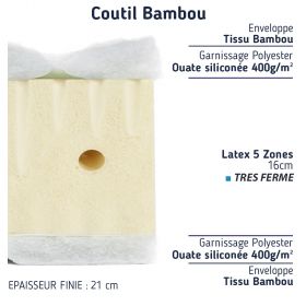 matelas bambou latex 5 zones très ferme