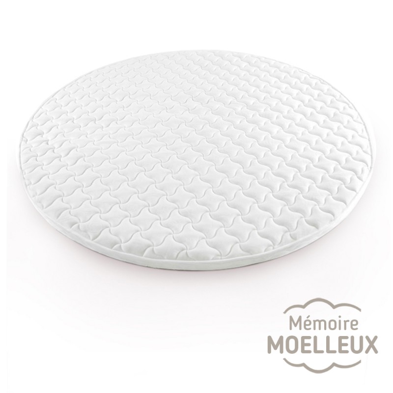 SurMatelas pour Lit Rond, mousse mémoire de forme moelleux