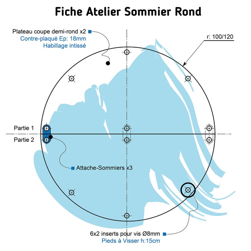 Sommier Rond version économique sur pieds Sommier Rond version économique sur pieds