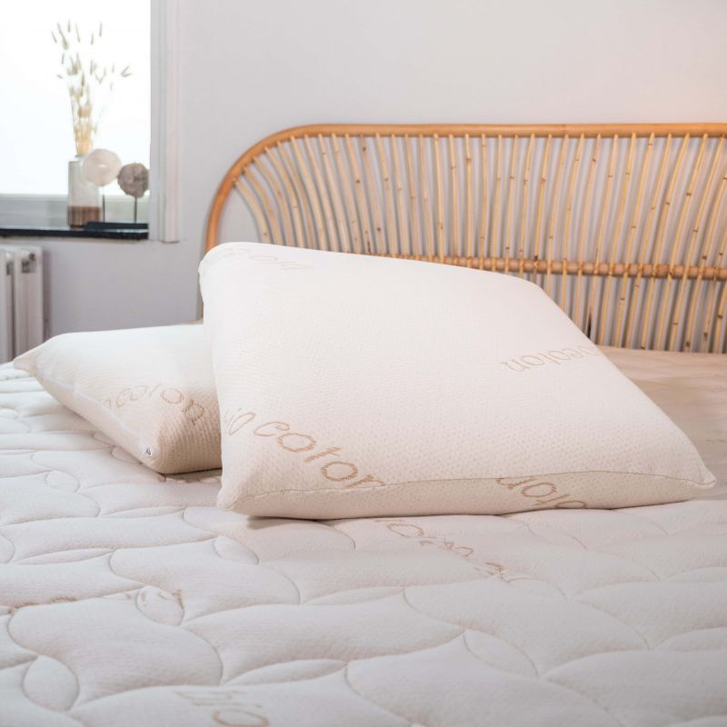 Oreiller 60x60 latex et coton bio certifié - Matelas No Stress