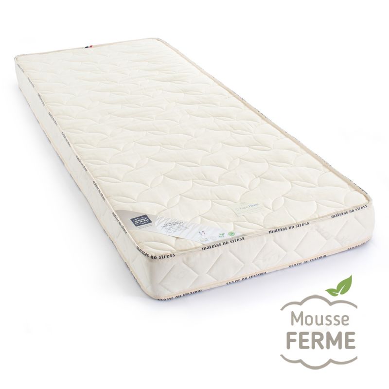 Le plus produit de notre matelas 90 190 bio anti acarien :  La mousse se compose de millions de petites alvéoles autonomes et élastiques. Elles créent le multi soutien : une résistance proportionnelle au poids du corps,pour un équilibre idéal. Cette mousse Haute Résilience épouse chacun des mouvements du corps.  La mousse HR 35 kg permet un accueil équilibré et un soutien ferme.  Des composants naturels avec sa double face de couchage :  Conçue avec une attention particulière pour apporter une meilleure respirabilité, ce qui permet de réguler la température du corps.Absorbe l'humidité sans produire de sensation de moiteur désagréable. Matière isolante.  Face hiver : 500 grammes de laine naturelle au m²    Conçue avec une attention particulière pour apporter une meilleure respirabilité, ce qui permet de réguler la température du corps.  Absorbe l'humidité sans produire de sensation de moiteur désagréable. Matière isolante.  Une laine sélectionnée, apportant un accueil douillet.  La laine apporte un accueil moelleux anti-transpirant, tout en calmant votre rythme cardiaque.    Face été : 500 grammes de coton au m²    Apporte de la fraîcheur et de la douceur.  Grande capacité à ventiler la transpiration et l'humidité, fort pouvoir absorbant.  Volume et moelleux supplémentaire.  Résistance et douceur de son confort.  Récolté dans une logique du respect de l'environnement et ne comporte aucun produit chimique.  Pur : propriétés anti-irritantes et anti-allergéniques.    Spécificités techniques de notre matelas anti acarien bio.    - Épaisseur du matelas fini : 12 cm.  - Cœur du matelas : 10 cm de mousse haute résilience polyuréthane HR 35 :  Certification de notre fournisseur de mousse (voir le certificat) : Concernant la mousse que nous utilisons.    Coutil du matelas      Coutil : ORGANIC: 40 % BIOCOTON 60 % FAIRBIOCO,coton issu de l'agriculture biologique, garantit sans aucun traitement chimique.        Sa fabrication est 100% française : Ce matelas anti acarien est entièrement fabriqué par nos soins    Emballage :Il est emballé par nos soins d'une housse en polyuréthane très résistante. Pour une meilleure protection, le matelas est envoyé sous carton.  Livraison : Livraison gratuite dans toute la France métropolitaine. Voir les conditions de fabrication et livraison.  Matelas No Stress ® fait de votre sommeil sa priorité !  .