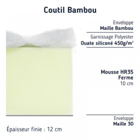 Matelas mousse sur mesure HR35, soutien ferme - 12 cm