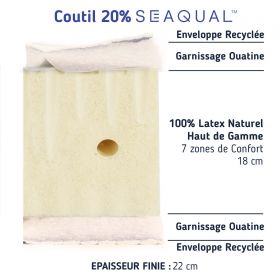 Matelas 100% latex naturel ferme, 7 zones de Confort à base de Seaqual®