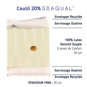 Matelas latex souple avec 20% Seaqual®