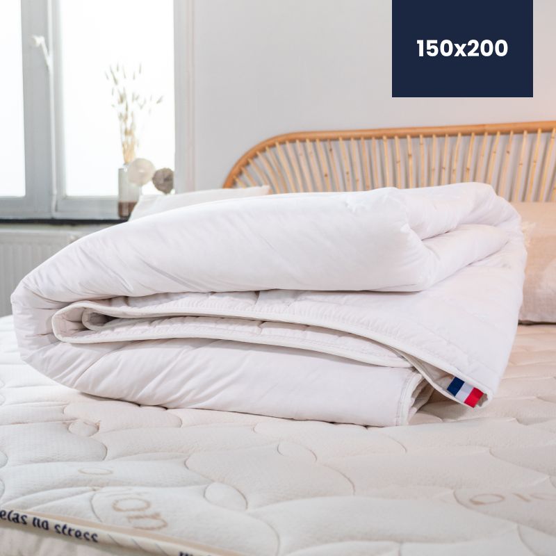 Couette 150x200 naturelle 4 saisons laine - Confectionnée en France -  Matelas No Stress