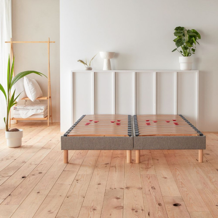 Sommier Habillé coloris gris clair 90x190