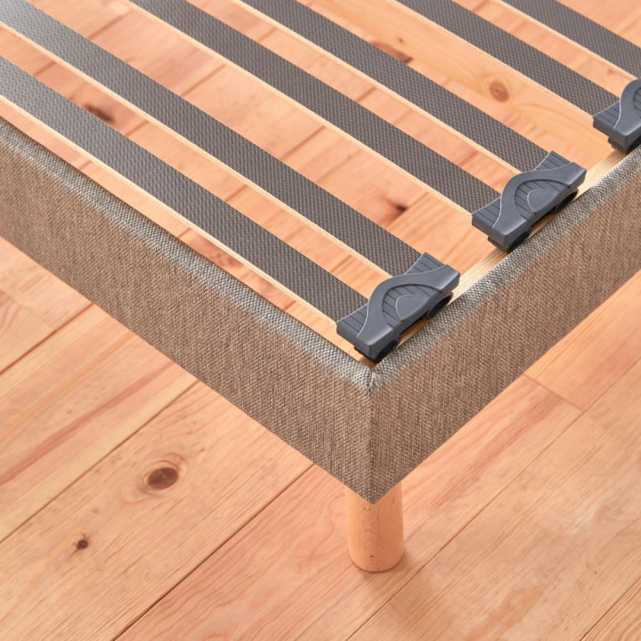 Sommiers duo 90+90x200 Habillé coloris GRIS CLAIR pour literie 180x200