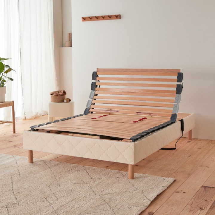 Sommier Relaxation Electrique sur pieds 100x200