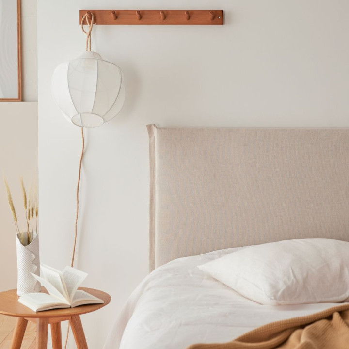 Tête de lit beige en lin