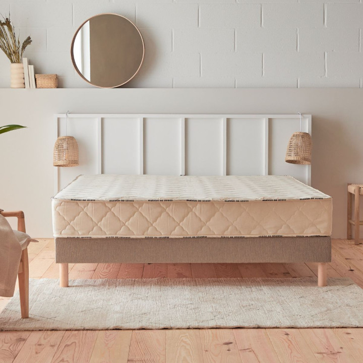 Sommier tapissier déco 160x200 lin antiglisse