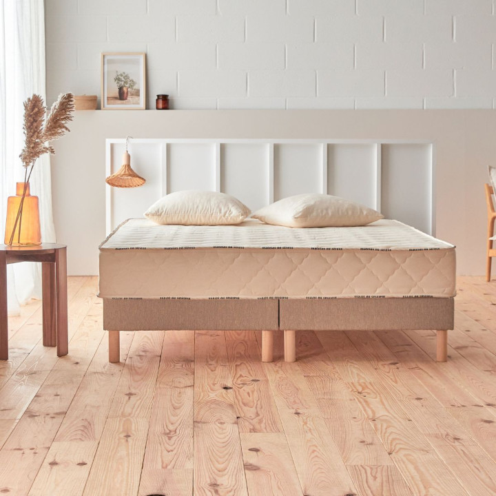 2 sommiers tapissier 80+80x200 lattes fixes déco lin