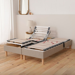 Sommier lit électrique, Relaxation et Déco tissu - 5 coloris