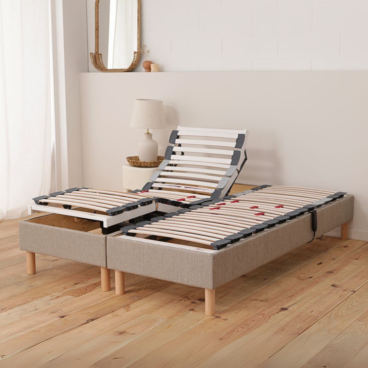 Sommier lit électrique, Relaxation et Déco tissu - 5 coloris Sommier lit électrique, Relaxation et Déco tissu - 5 coloris