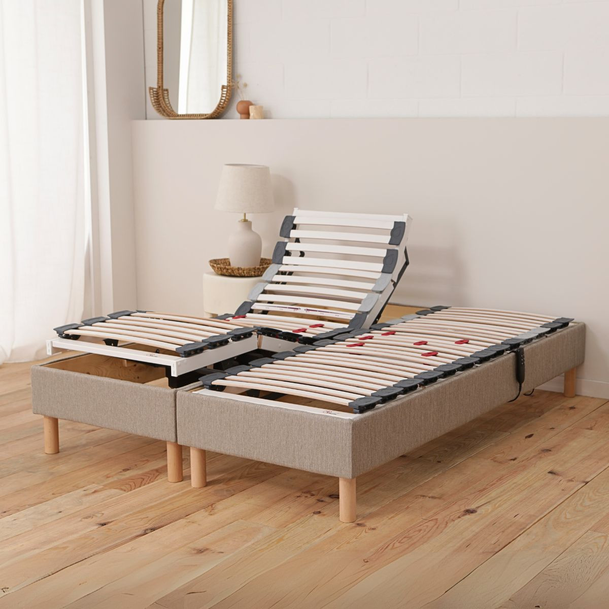 Sommier lit électrique, Relaxation et Déco tissu - 5 coloris