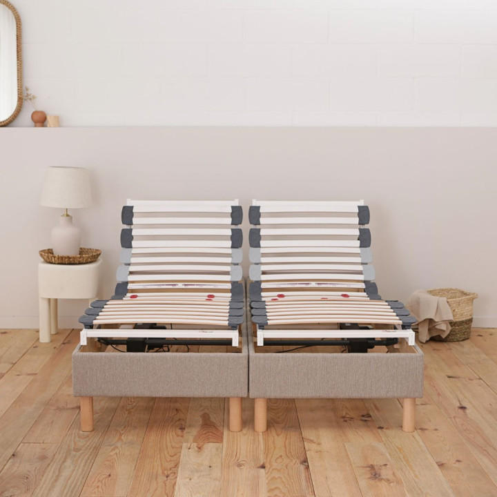 Sommier lit électrique, Relaxation et Déco tissu - 5 coloris