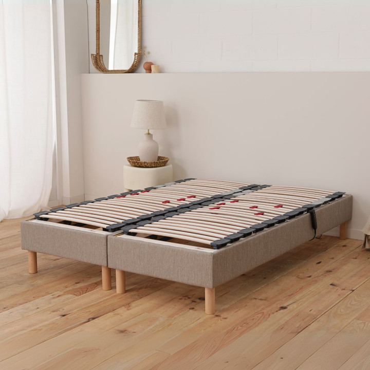 Sommier lit électrique, Relaxation et Déco tissu - 5 coloris