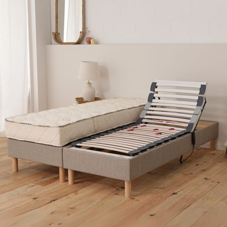 Sommier lit électrique, Relaxation et Déco tissu - 5 coloris