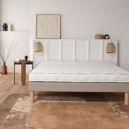 Sommier tapissier 80x200 latte fixe déco lin