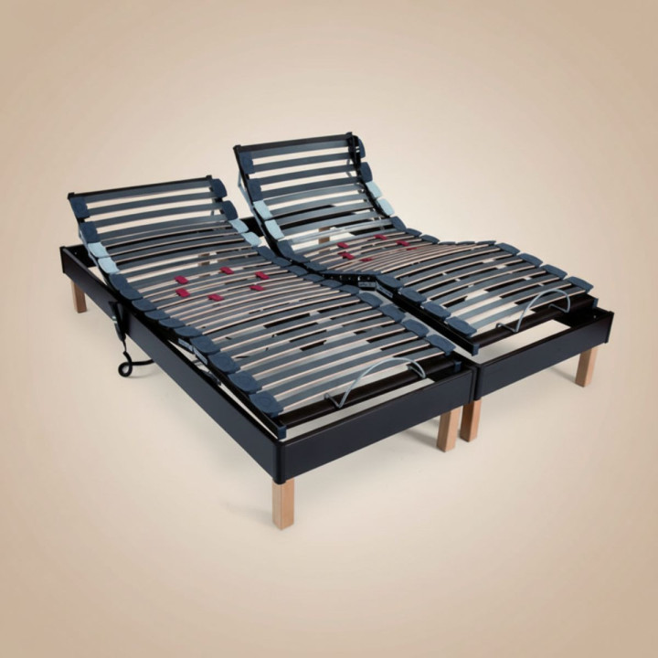 Sommiers 70+70x190 Déco de Relaxation Electrique Coloris Wengé