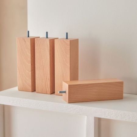 Lot de 4 pieds de lit carrés 25 cm