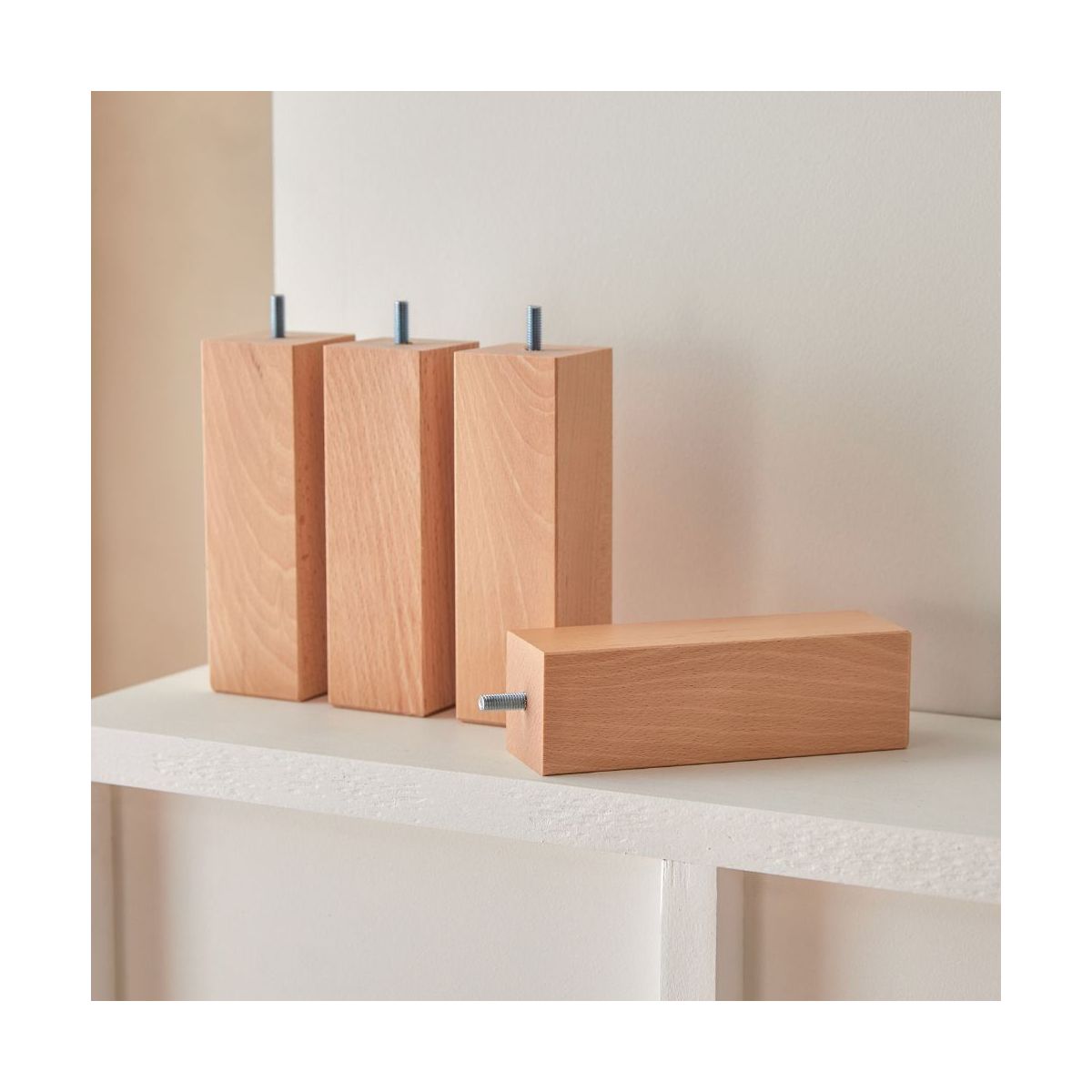 Lot de 4 pieds de lit carrés 25 cm