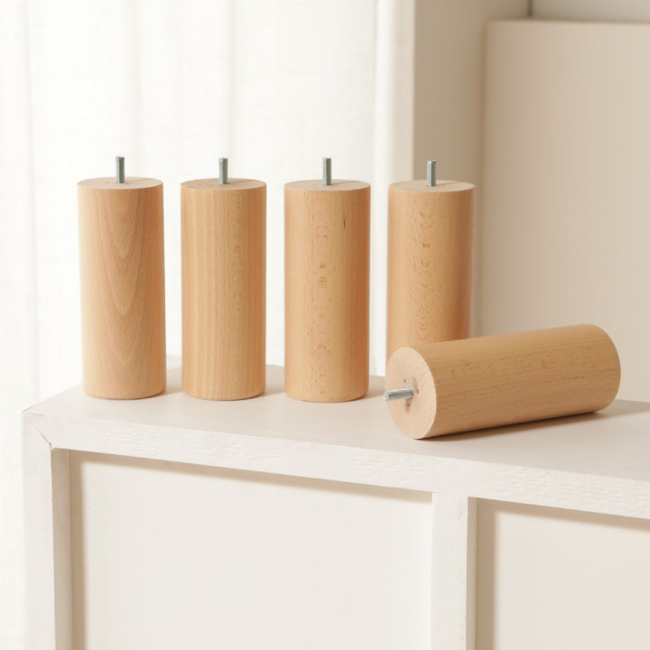 Lot de 5 pieds de sommier hauteur 17 centimètres