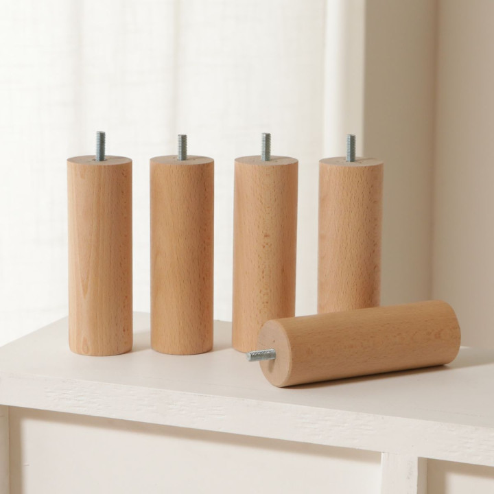 Lot de 5 pieds de sommier hauteur 15 centimètres