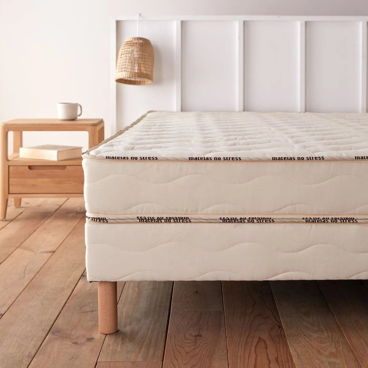 Pack matelas bio ferme et sommier tapissier bois massif