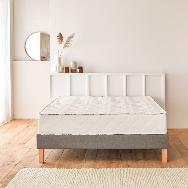 Sommier tapissier tissu déco lattes passive gris foncé