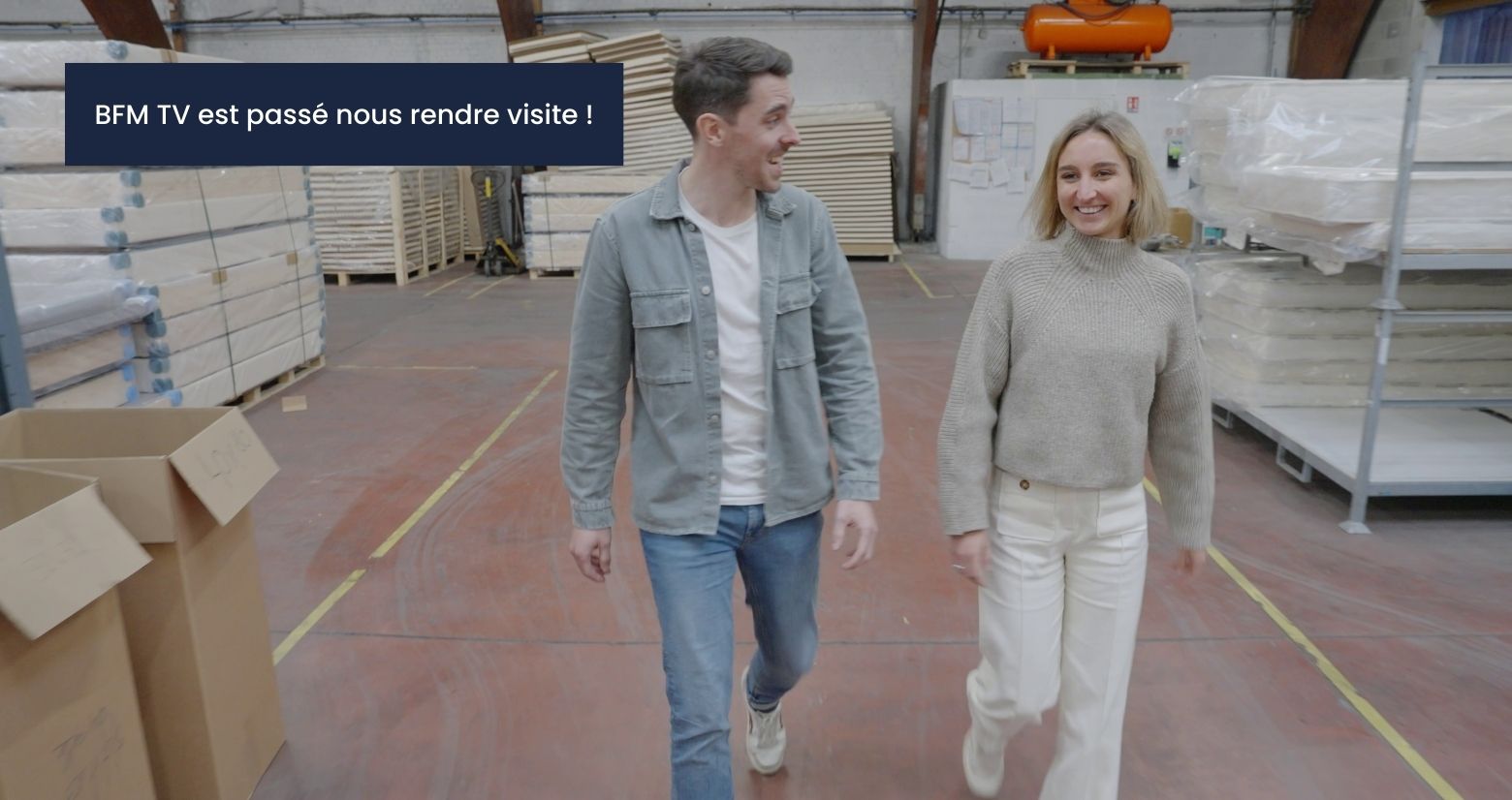 Thibault et Maude HAESE dans l'atelier de matelas no stress